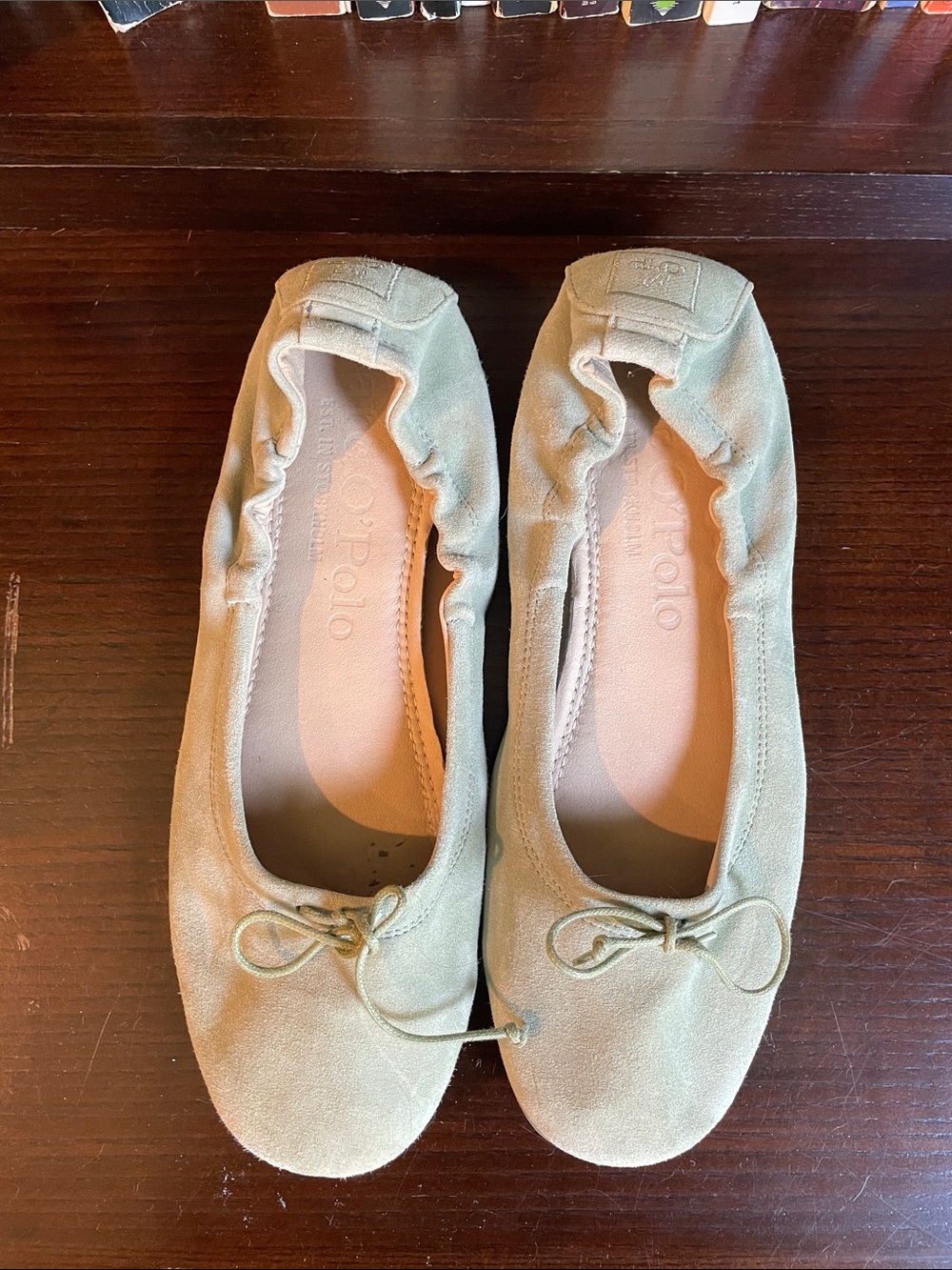 Marc O’Polo Suede Ballet Flats in Sage Green